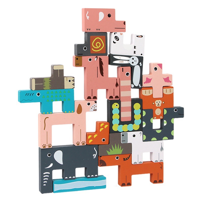 Rompecabezas de madera educativo para niños bloques de construcción de partículas grandes tráfico animal Tetris juguetes de rompecabezas de educación temprana