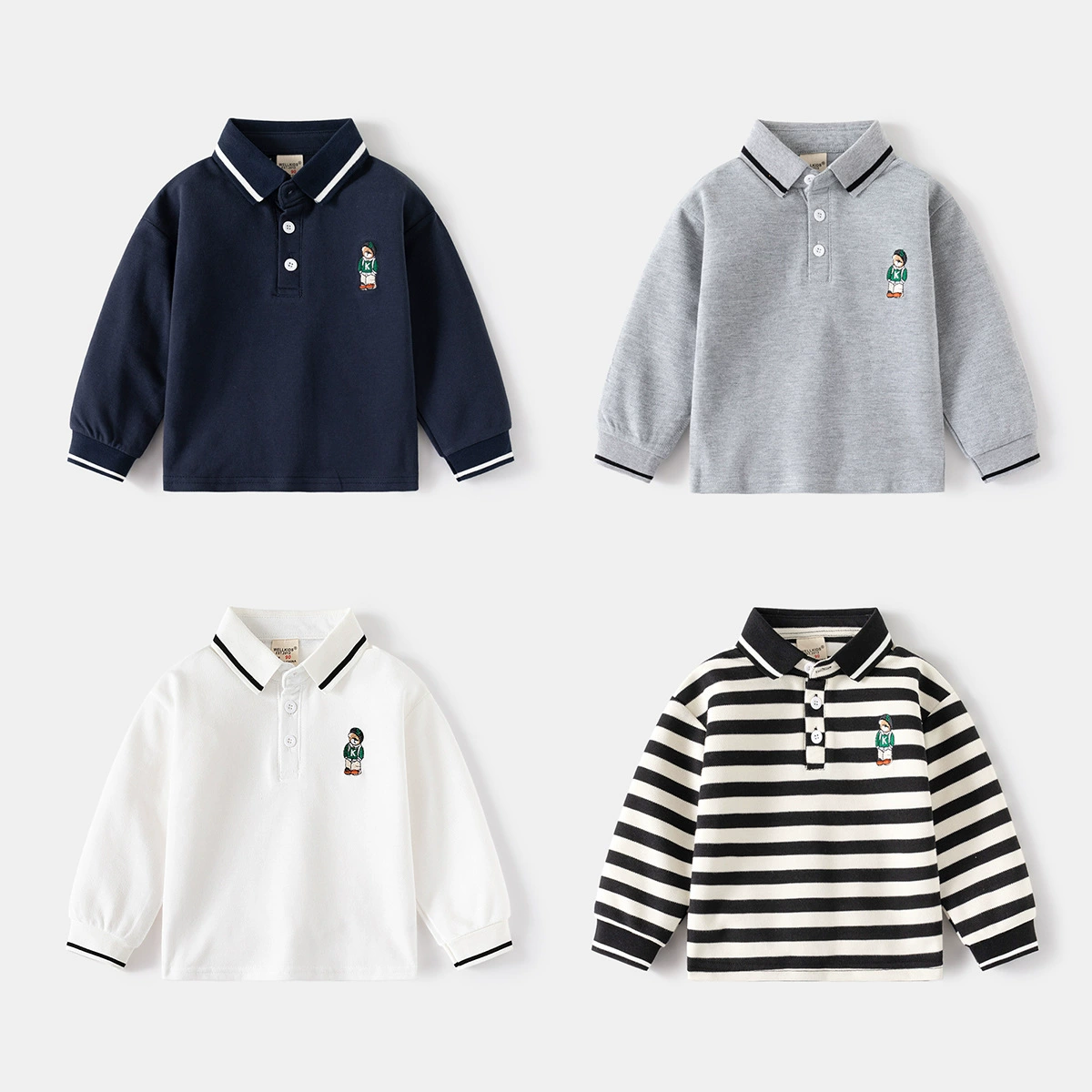 Детская футболка с длинными рукавами, новинка весны 2024, рубашка-поло для мальчиков, Детская рубашка с лацканами, модная детская одежда оптом