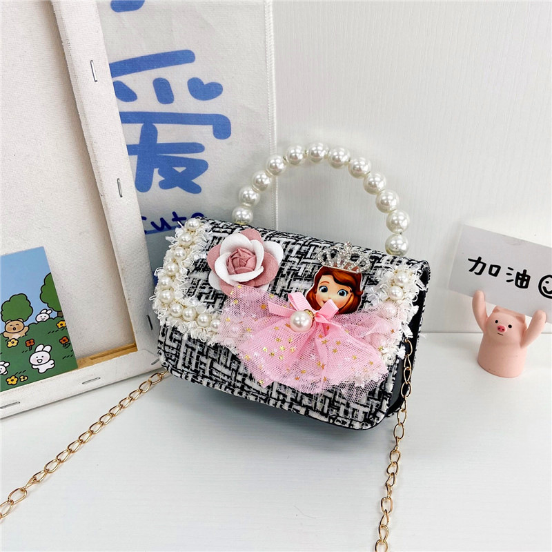 Bolso para niños 2021 nueva niña linda bolsa de mensajero moda princesa perla bolso cadena bolsa de hombro