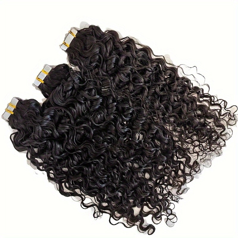 Brazilian Remy Human Hair Double-Sided Curling Tape Human Hair Curling Leather Curling Hair Extensions Black Natural Color Factory Direct Sale