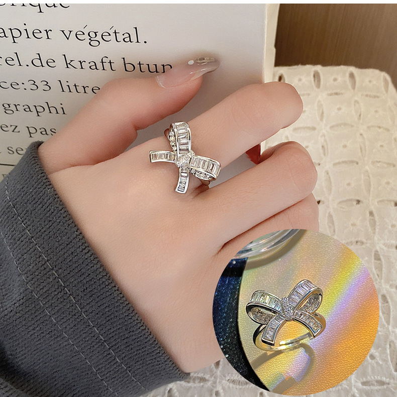 Simple Style Geometric Copper Inlay Zircon Open Ring 1 Piece