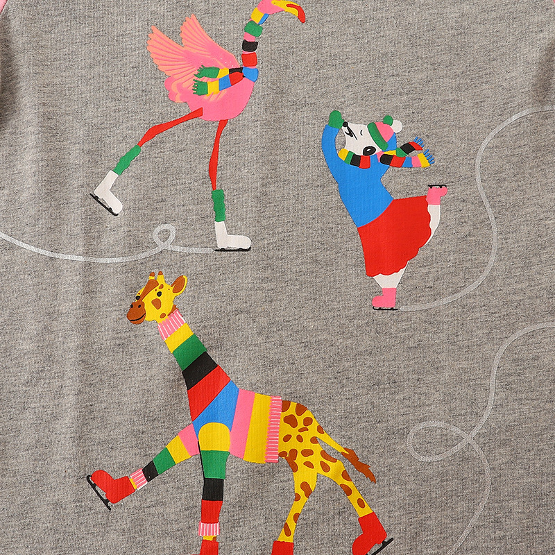 Camiseta de manga larga estilo europeo y americano para niñas, camiseta de algodón con estampado de dibujos animados para bebés