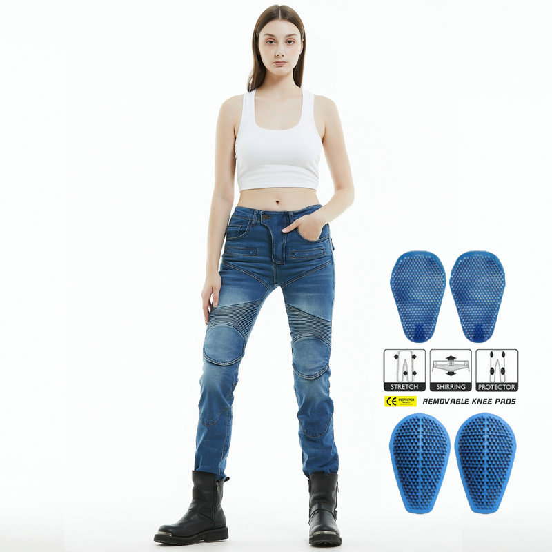 VOLERO jeans de motocicleta para mujeres jinetes jeans de motocicleta para montar pantalones anticaídas protectores de silicona