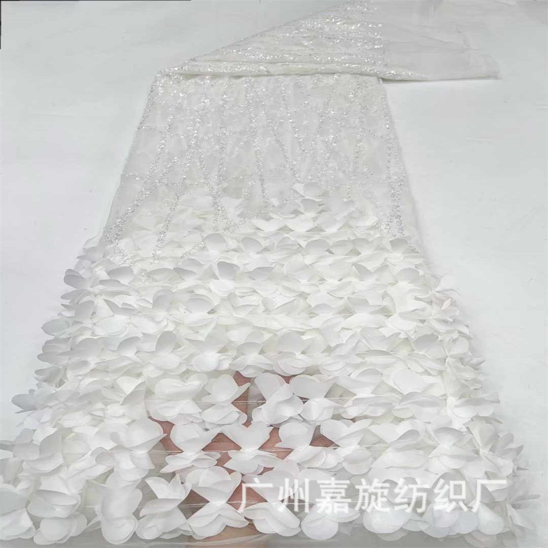 2024 nueva flor estereoscópica flor + lentejas bordado tubo de perlas vestido de boda vestido de rendimiento tela bordada