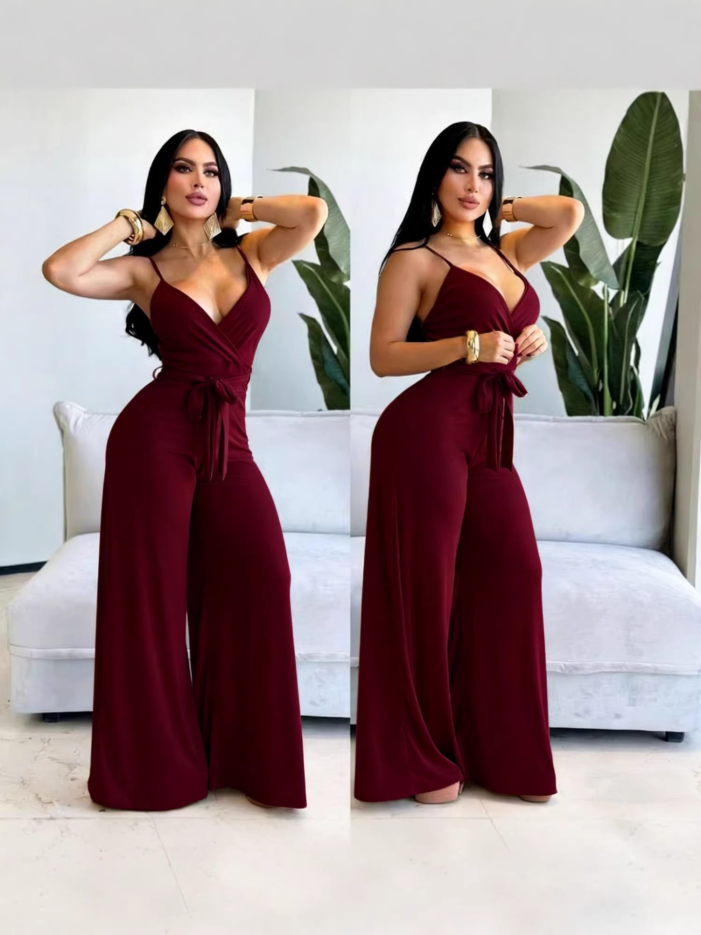 2026 primavera nuevo estilo europeo y americano sexy jacket lazos de cintura alta sensación de colgar pantalones de piernas anchas suministro de comercio exterior de mujeres