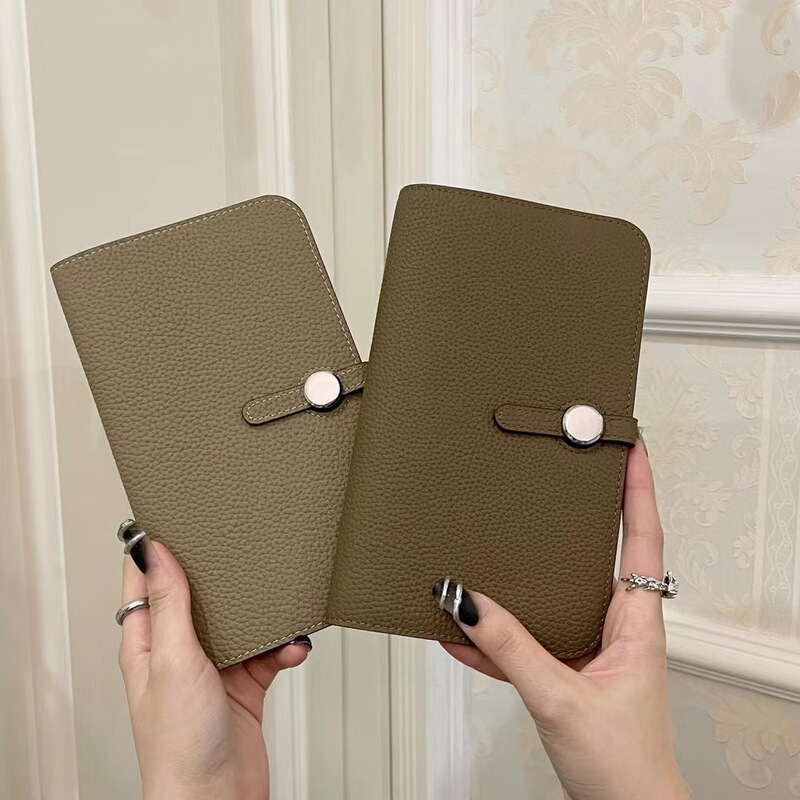 Top Layer Cowhide Women's Long Wallet 2023 New Folding Large Capacity Wallet Genuine Leather Fashion Drawstring Clutch