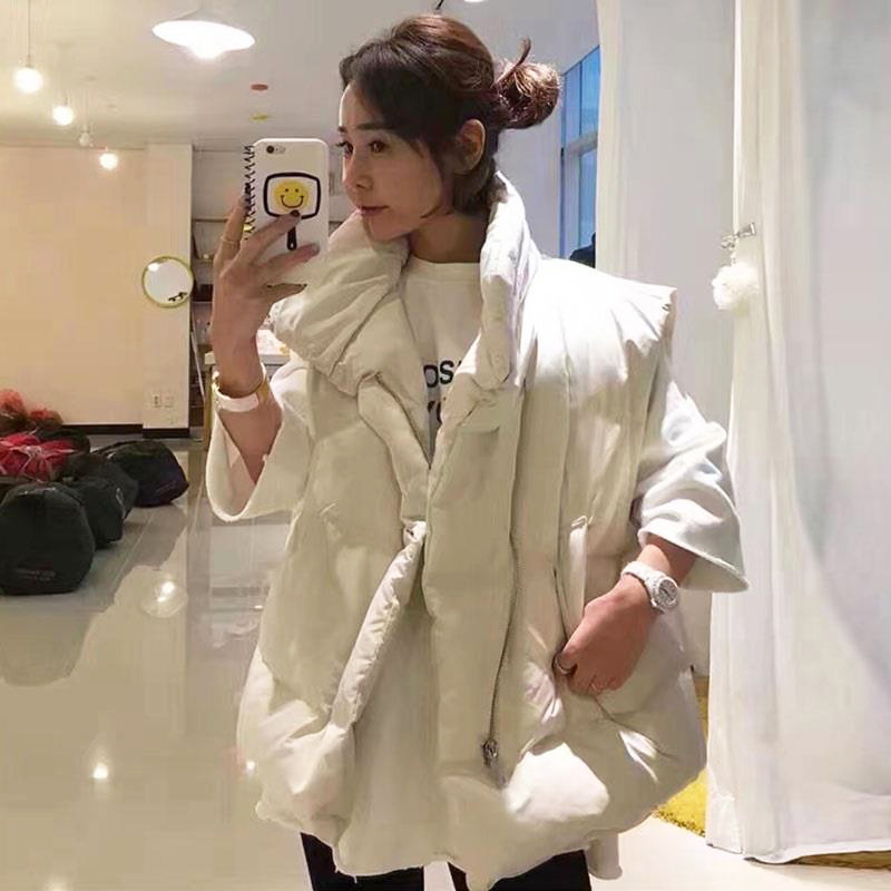 2022 the republic of korea Dongdaemun Autumn Versatile Show thin keep warm Solid leisure time bread Down cotton Vest student bf