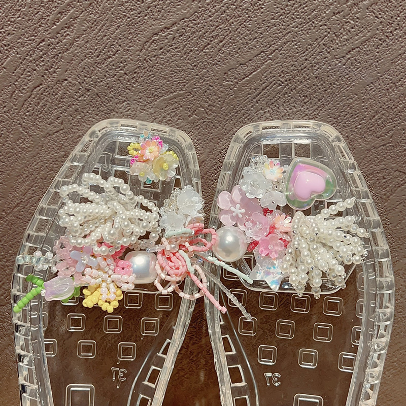韓国ゼリーシューズフラワーイン夏の新しいドーパミンフラワークラスタービーズ完成品クロスボーダー diy 下駄アクセサリー|undefined