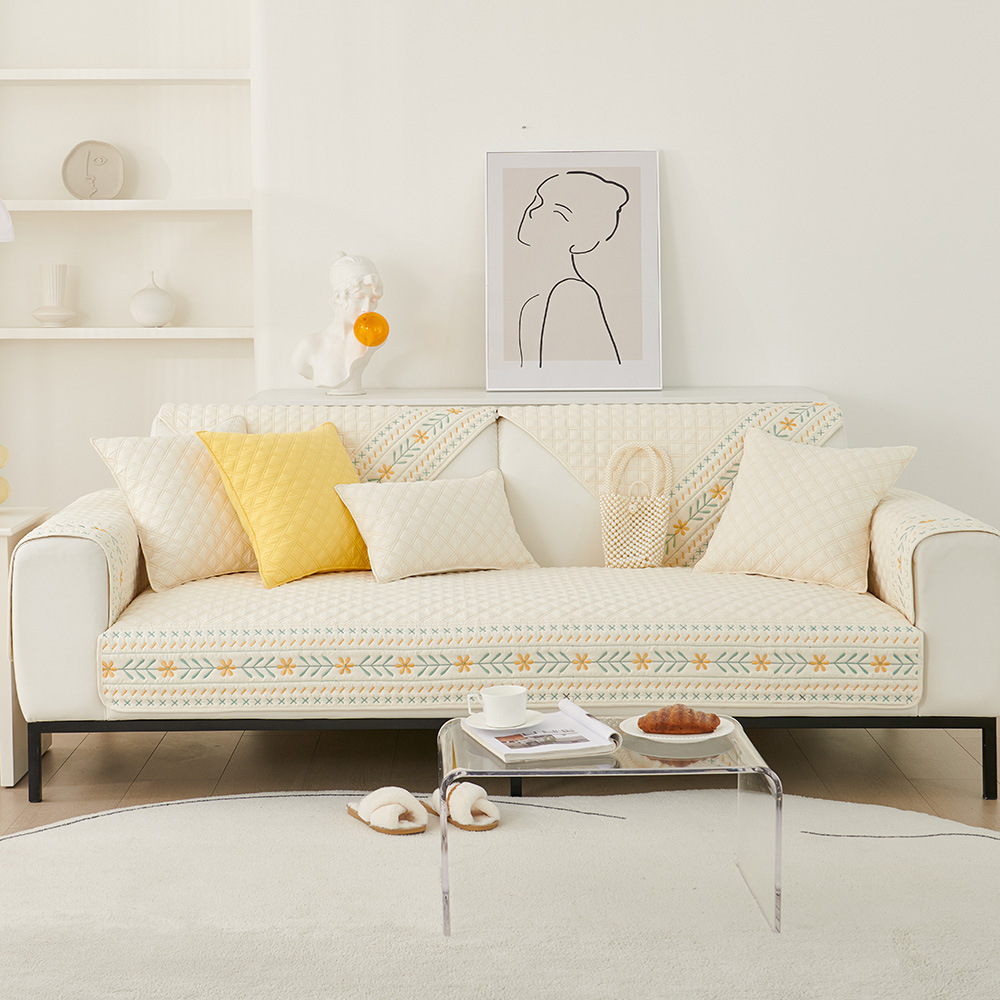 Washed Cotton Sofa Cushion, Universal for All Seasons, Pastoral Style Non-Slip Sofa Towel, Backrest Towel, Cover Cloth, Sofa Cushion Set