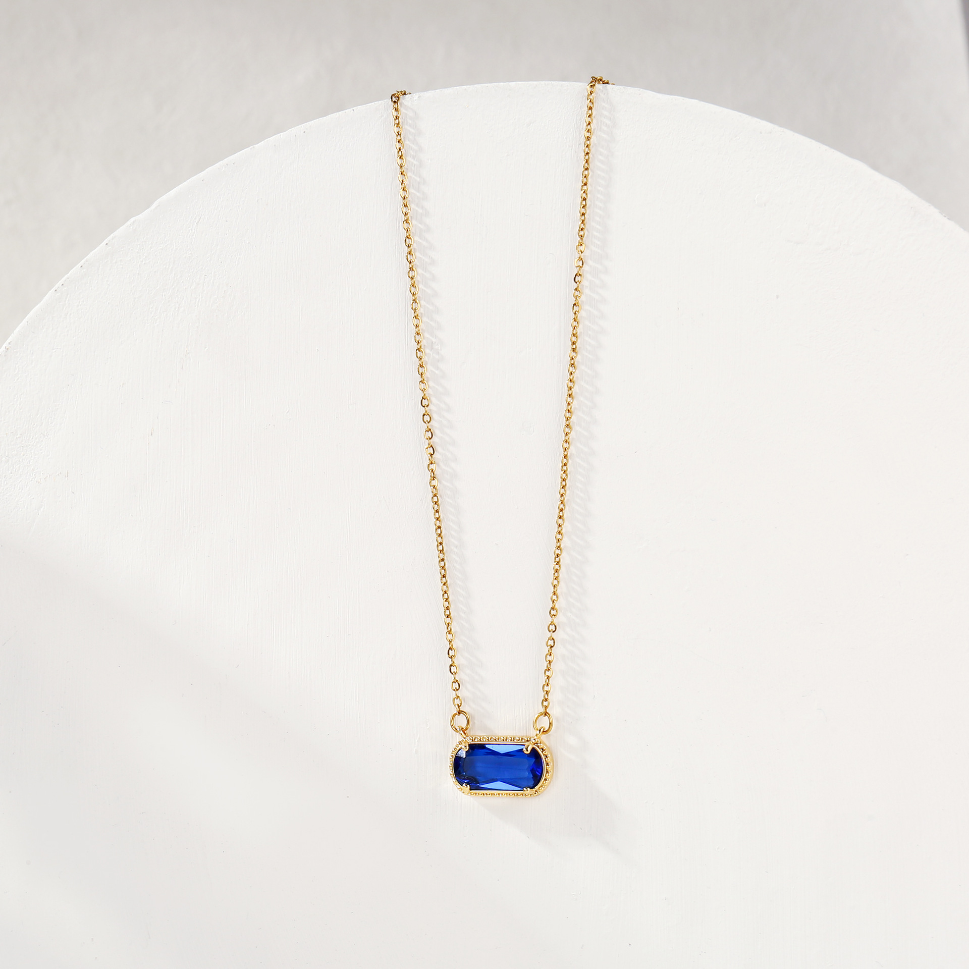 Zircon Inlay Material Pendant Necklace Classification 304 Stainless Steel Chain Material cable chain Chain Type Wholesale Jewelry Vacation Simple Style Solid Color 304 Stainless Steel Pendant Necklace Cable Chain
