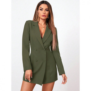 E 46882 Double Breasted Long Blazer Dress �p�ſ����L���bȹ