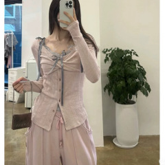 春季蕾丝吊带背心显瘦长袖纯欲风开衫上衣两件套
