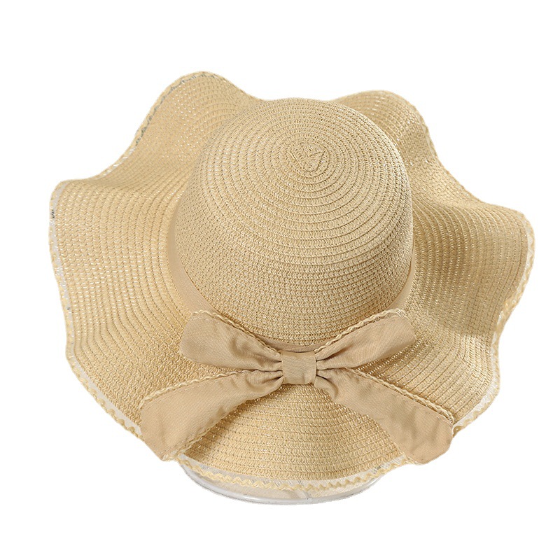 wavy beach fashionable sun hat with bow