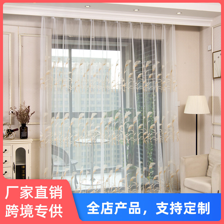 Amazon AliExpress cross-border design pastoral curtain light transmission bedroom living room balcony insulation gauze curtain Amazon AliExpress cross-border design pastoral curtain light transmission bedroom living room balcony insulation gauze curtain