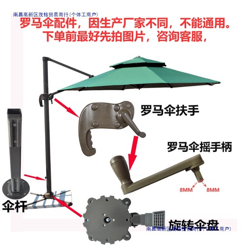 #Outdoor Umbrella Parts Universal Single and Double Top Umbrella Cloth Ribs Sun Umbrella Big Rope Roman Umbrella Accessories Shake Handle