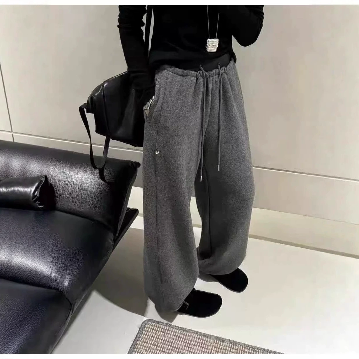 Популярные женские спортивные брюки-джоггеры из имитации кашемира, осень 2025, новинка, корейский стиль, универсальные, с цветными блоками, прямые, повседневные, модель 5154