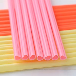Heart-Shaped Pink Heart Pp Straws Individually Packaged Red Heart-Shaped Straws Transparent Tritan Heart-Shaped Straws