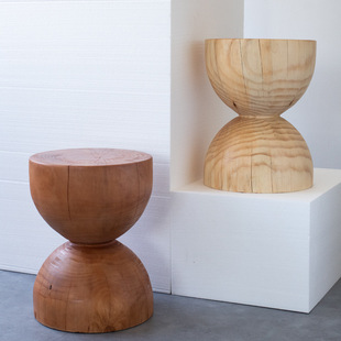 Nordic Solid Wood Stool Living Room Household Side Table Round Stool Low Stool Log Pier Creative Stump