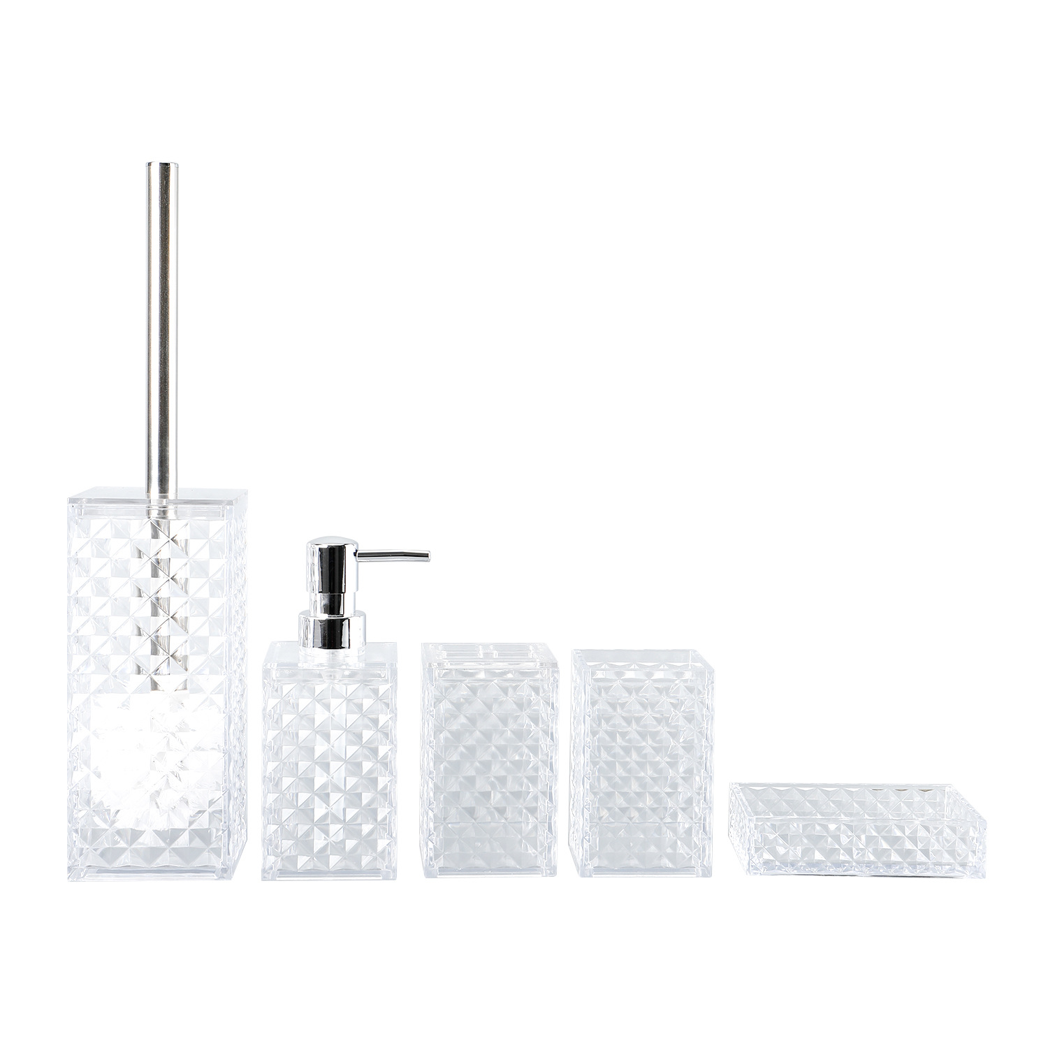 Cuarto de baño de plástico de cinco piezas redondo corrugado fábrica al por mayor de lavado de cinco piezas de baño enjuague bucal cepillo de dientes Copa conjunto de cinco piezas