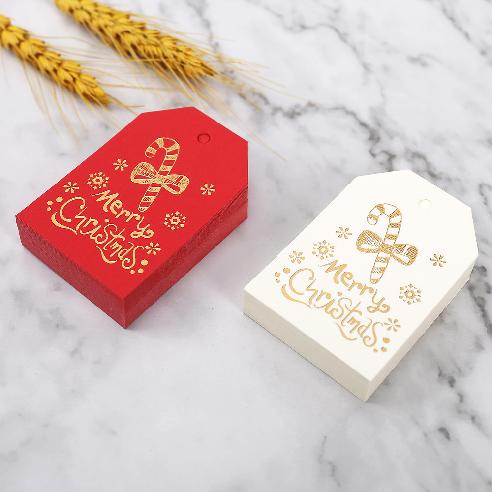 圣诞吊牌烫金小卡片纸质标签厂家直销跨境货源圣诞节礼物包装挂牌