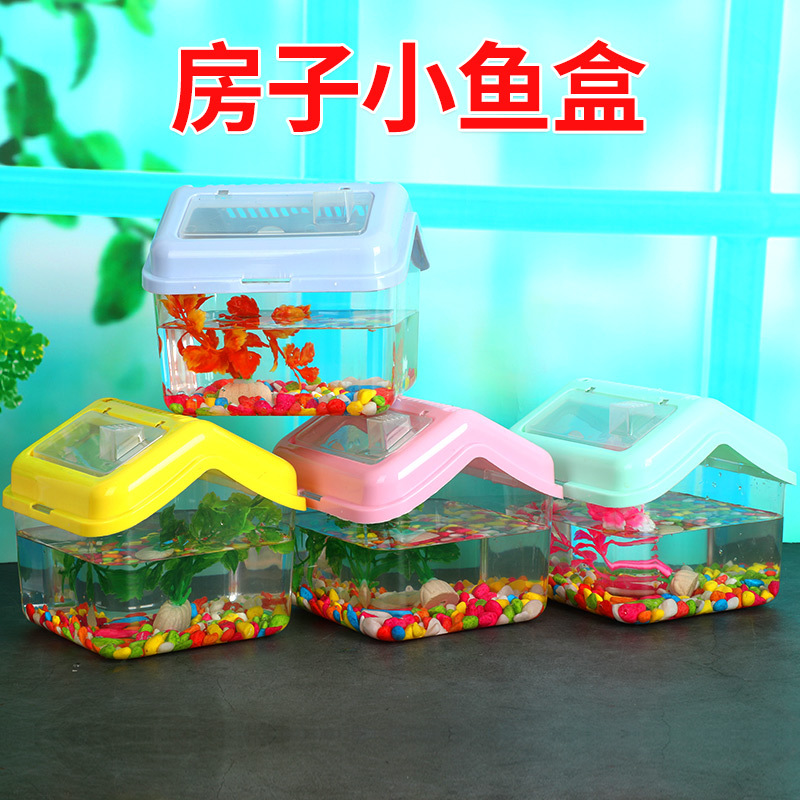 小房子手提宠物饲养盒乌龟缸乌龟盒塑料金鱼缸封闭式宠物盒透明盒