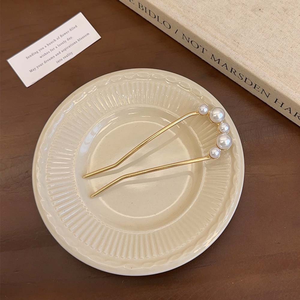 Estilo coreano moderno y simple pinzas de cabello de metal para mujeres diarias bola de cabello tipo cabeza de pinzas de cabello de perla temperamento pinzas de cabello