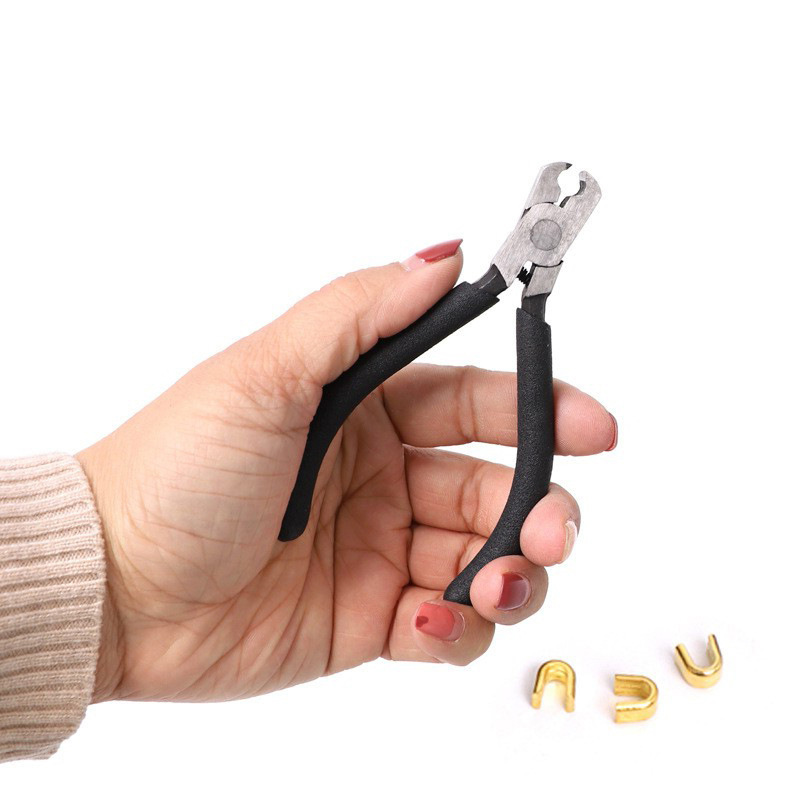 5寸镍铁铜扣钳珠宝钳 DIY钳安装工具黑色沾塑套柄小钳子