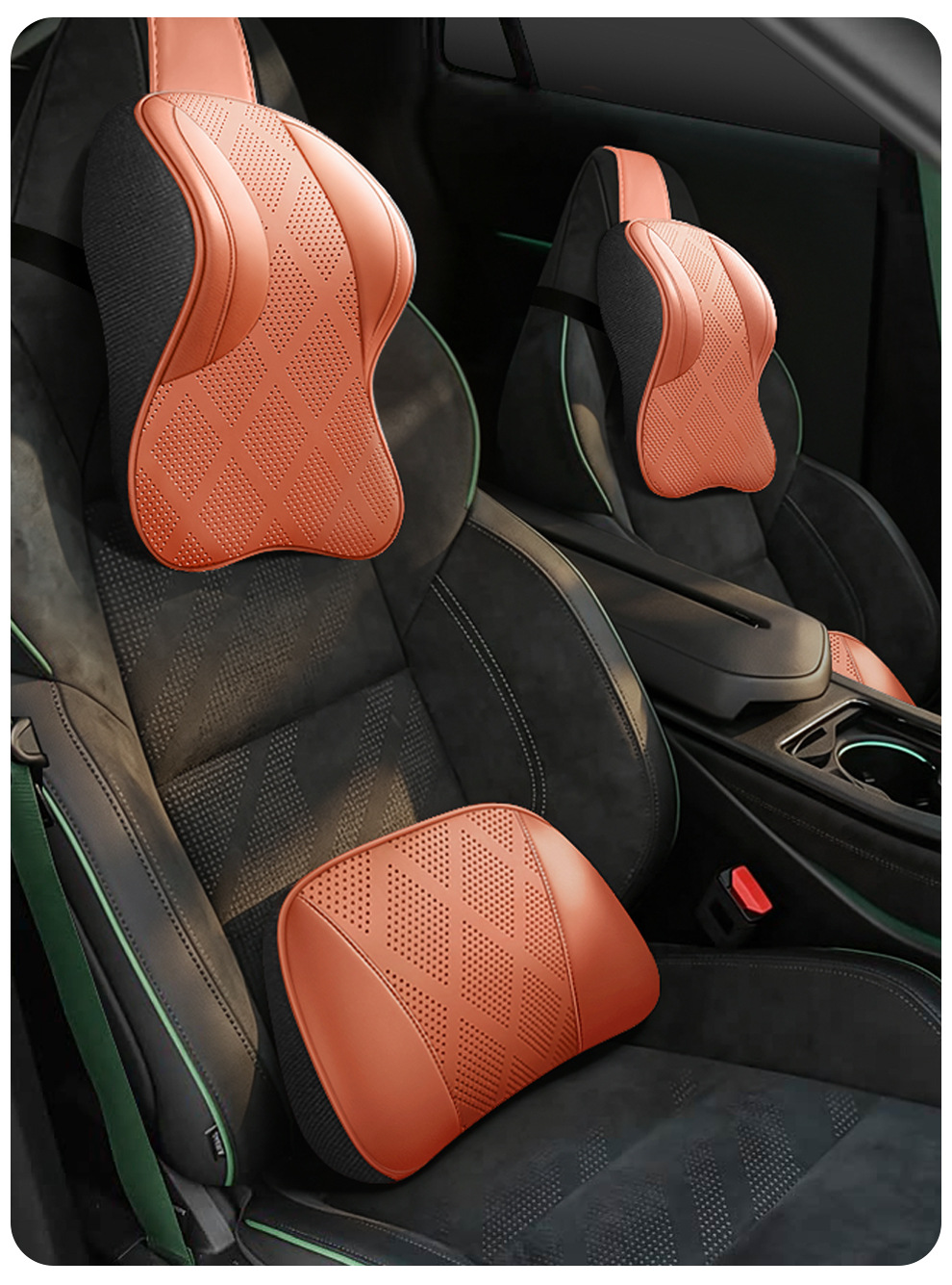 Cross-border car headrest, neck support pillow, integrated sports seat, adjustable neck pillow with vertical straps, leather car pillow