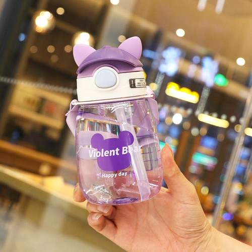 Cute children's water cup, cartoon sippy cup, good-looking plastic cup for kindergarten baby, summer outing drinking cup