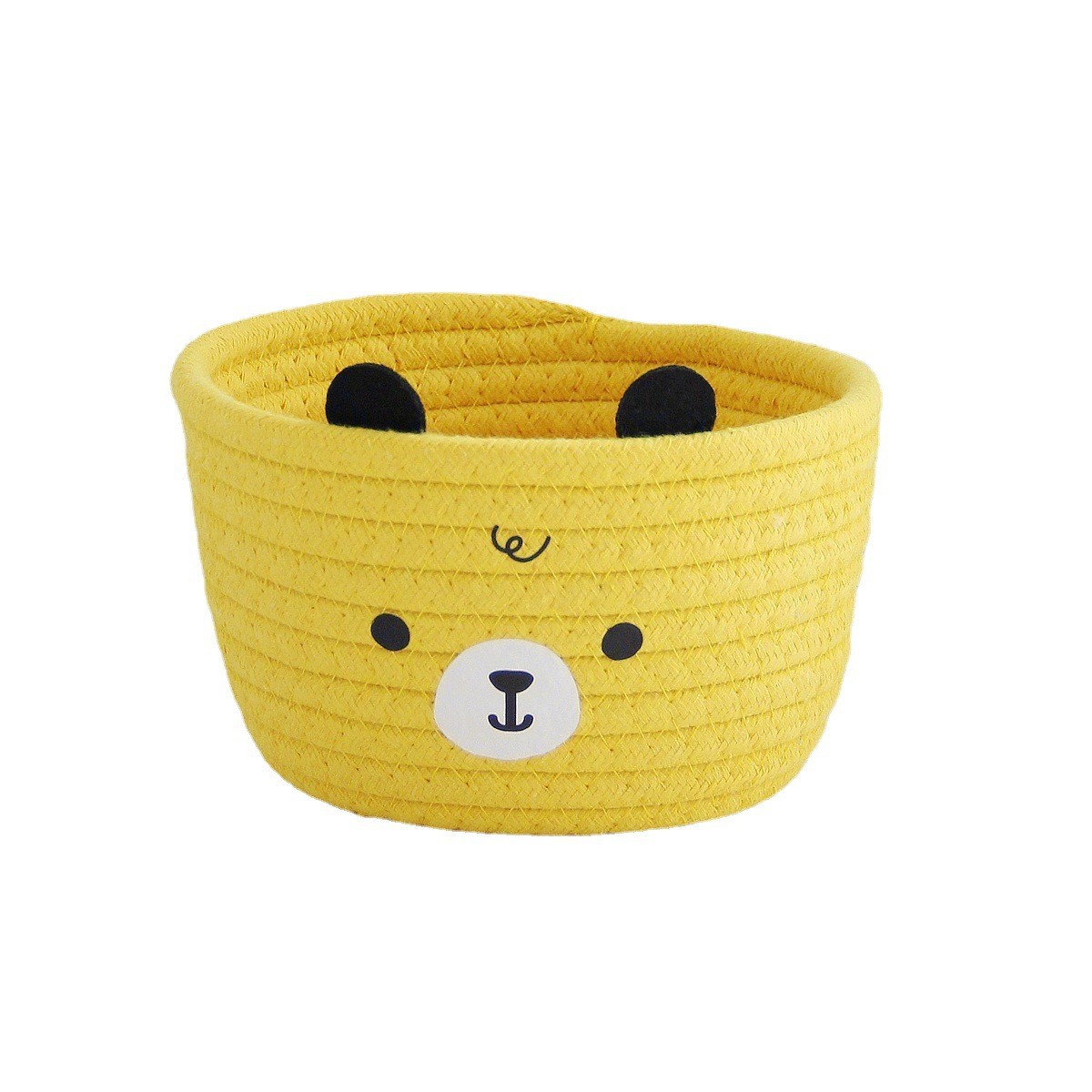 Oso caja de almacenamiento de cuerda de algodón tejida a mano cesta de almacenamiento de escritorio imitación ratán dibujos animados creativo almacenamiento lindo