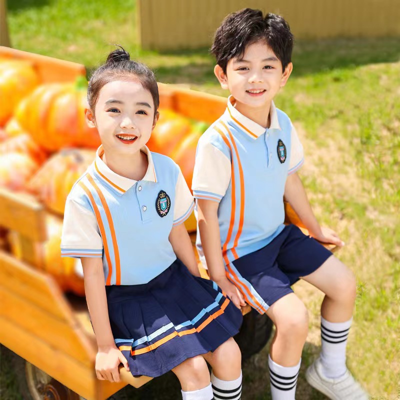 小學生校服夏裝短袖兒童班服運動服學院風夏季幼兒園園服純棉套裝