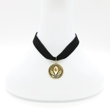 FROZEN冰雪奇缘动漫安娜公主项链 Anna黑色金丝绒金属吊坠颈链