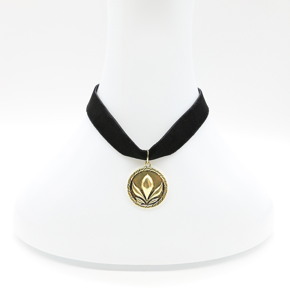 FROZEN冰雪奇缘动漫安娜公主项链 Anna黑色金丝绒金属吊坠颈链