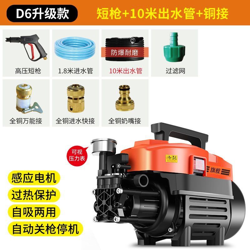 Car Washer 220V: Xǐchējī Portable car washer - upgraded-10m-hose-high-pressure-short-gun
