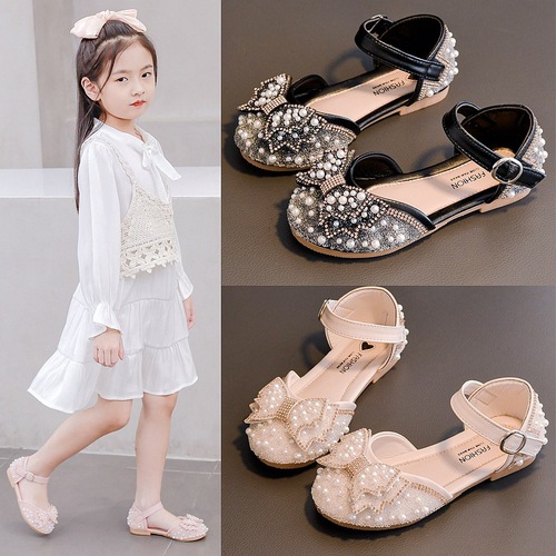 Children's sandals 2024 new summer soft soled cap-toe children's princess shoes for little girls crystal