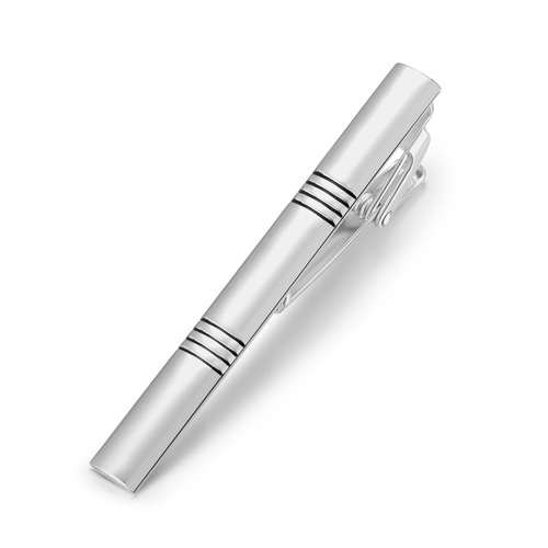 Gold and silver matching tie clip brass laser LOGO men's formal business tie clip cross-border