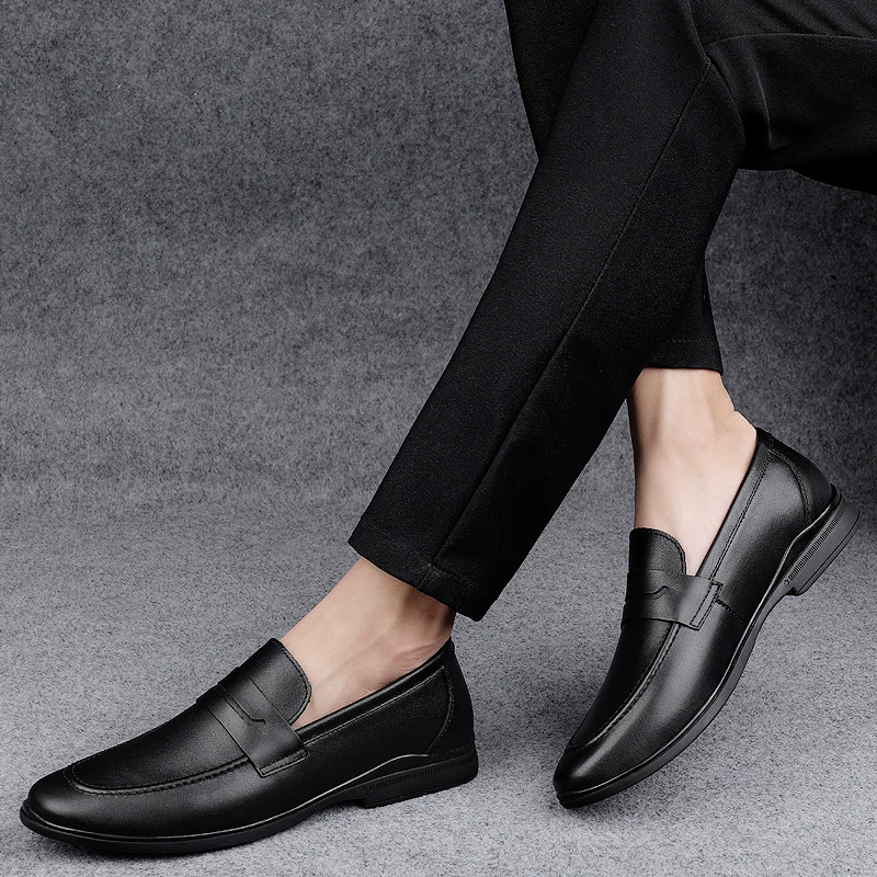 Summer shoes for leather shoes, casual footwear, set English style, soft sole