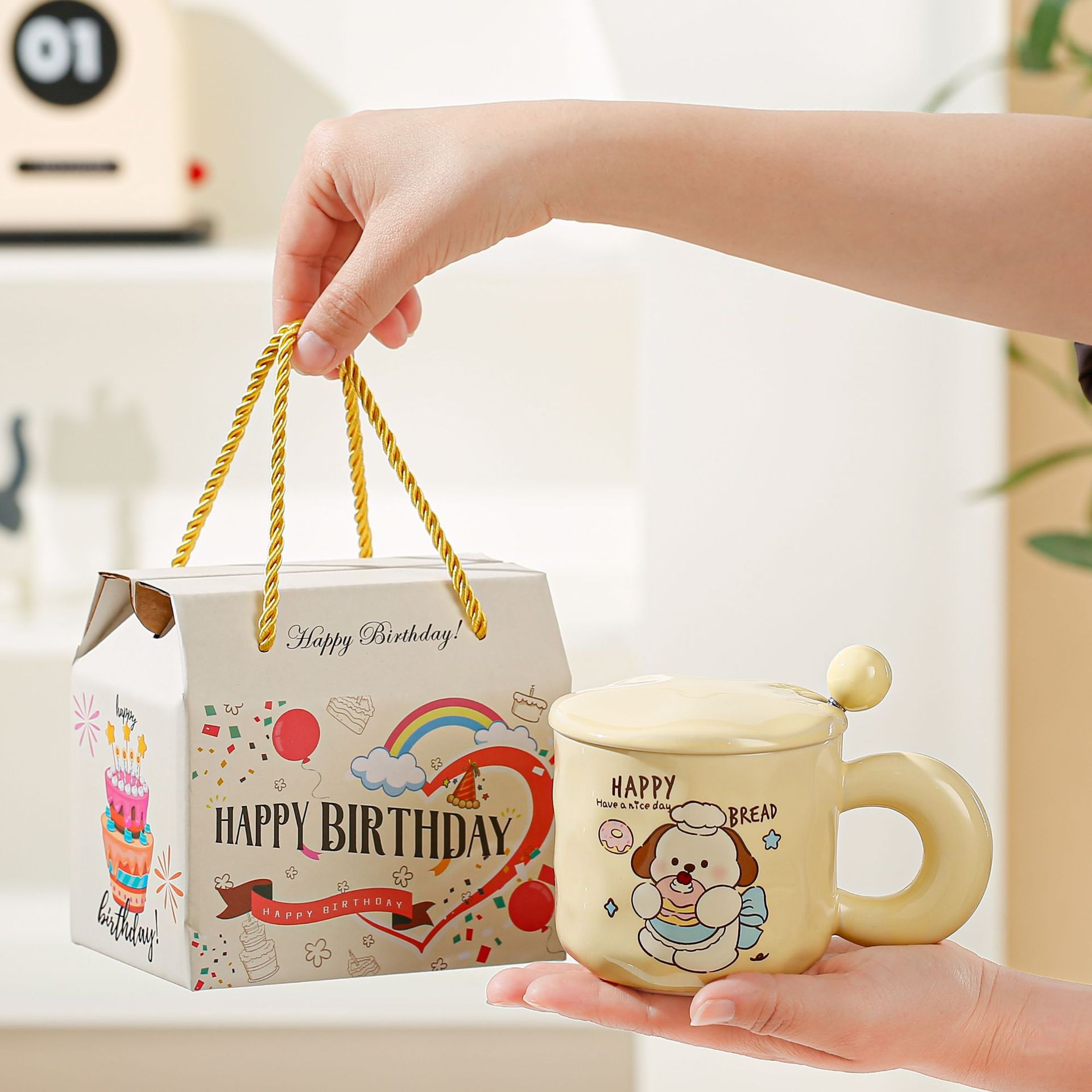 Tazas de logotipo personalizado de dibujos animados tazas de cerámica patrón encantador regalo de regalo de apertura regalo de regalo