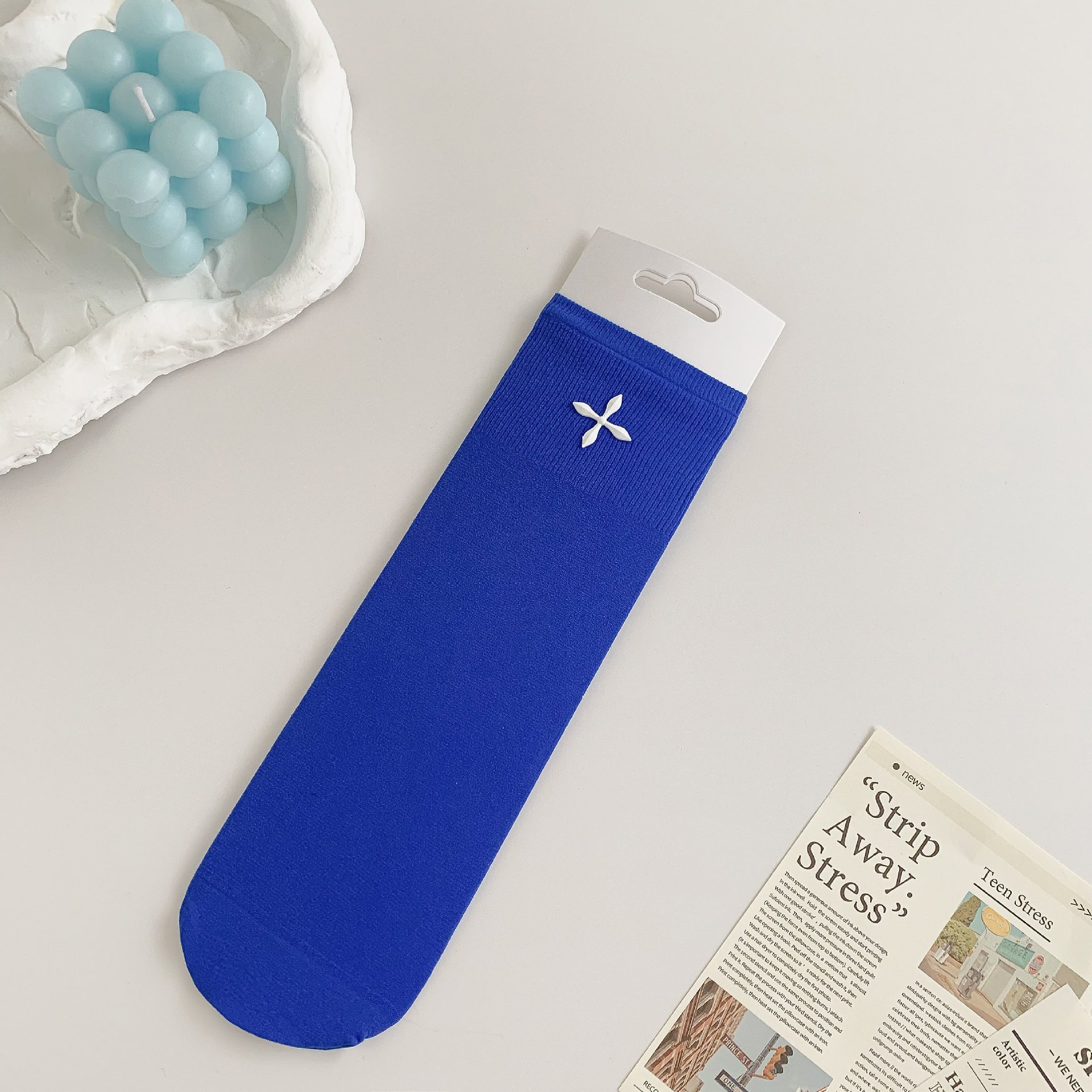 Calcetines de pila calcetines de mujer calcetines de hielo calcetines de media pantorrilla mujeres ins moda verano color sólido mujeres japonés cruz flor color caramelo