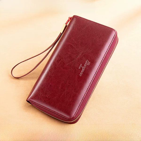 Women's Wallet, Long Style, 2026 New Model, Genuine Leather, Large Capacity, Integrated Zipper Clutch Bag, Can Hold Mobile Phone and Money