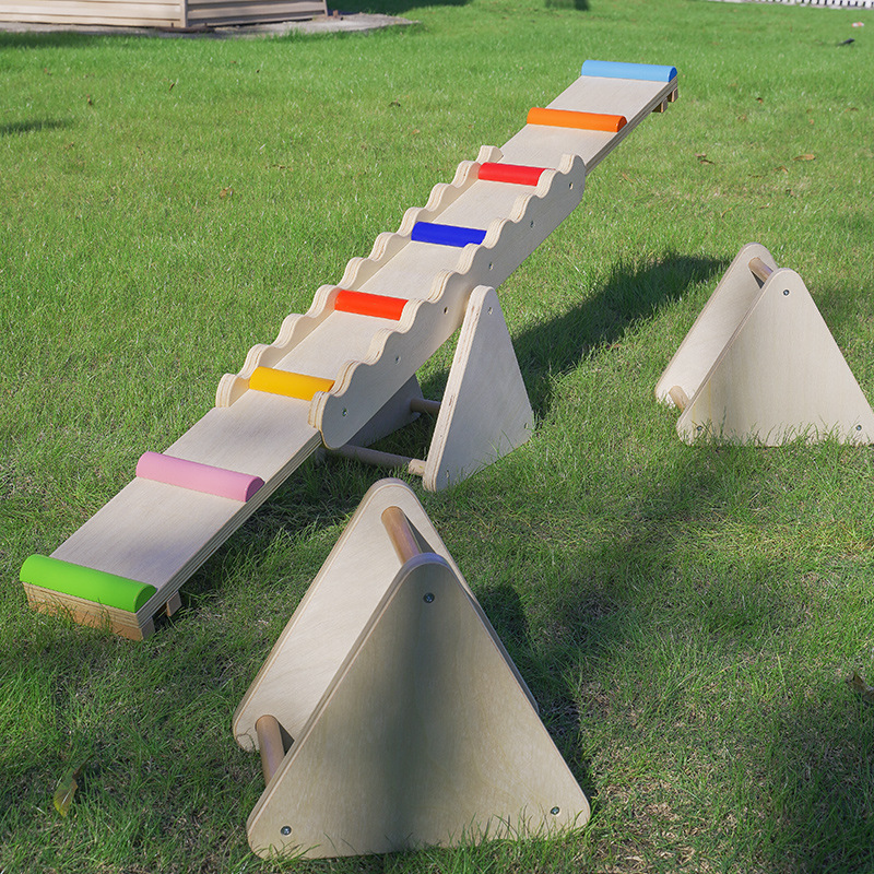 Balancín para niños Tabla de equilibrio de madera equipo de entrenamiento sensorial kindergarten bebé balancín Juguetes de entretenimiento