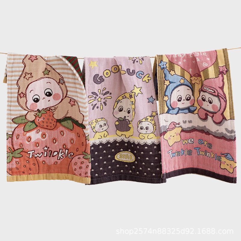 Children's face wash towel, four-layer pure cotton gauze, household use, absorbent, lint-free, all-cotton, wholesale for kindergarten hand towels Children's face wash towel, four-layer pure cotton gauze, household use, absorbent, lint-free, all-cotton, wholesale for kindergarten hand towels