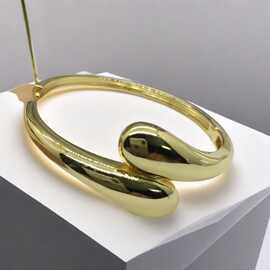 欧美简约光面水滴形交钗封口手镯小众设计高级感时尚首饰品