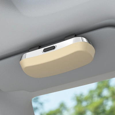 Car Glasses Clip/Bill Clip Visor Sunglasses Clip Car Glasses - high-end-glasses-case-beige