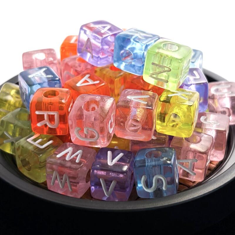 Acrylic 10X10Mm Large Hole Transparent Colorful Square Letter Beads DIY Jewelry Phone Chain Pendant Making Accessories Acrylic 10X10Mm Large Hole Transparent Colorful Square Letter Beads DIY Jewelry Phone Chain Pendant Making Accessories