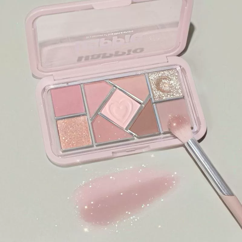 Eyeshadow palette fuchsia blue collection, matte & shimmer 8-color compact (10×6×2.5 cm)