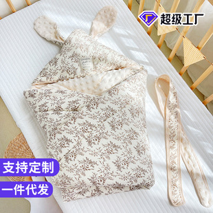 Baby Class a Ear Crepe Quilted Quilt Pure Cotton Quilt Blanket with Hood Outing Blanket Baby Autumn and Winter Blanket