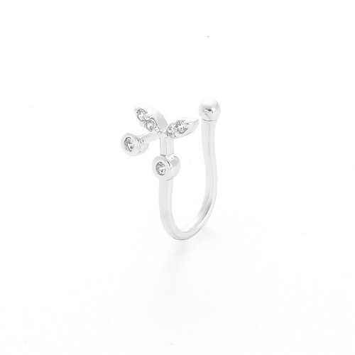 Cross-border new style copper inlaid stone non-hole piercing clip-on nose ring zirconium butterfly nose clip nose ornament European and American popular fake nose ring