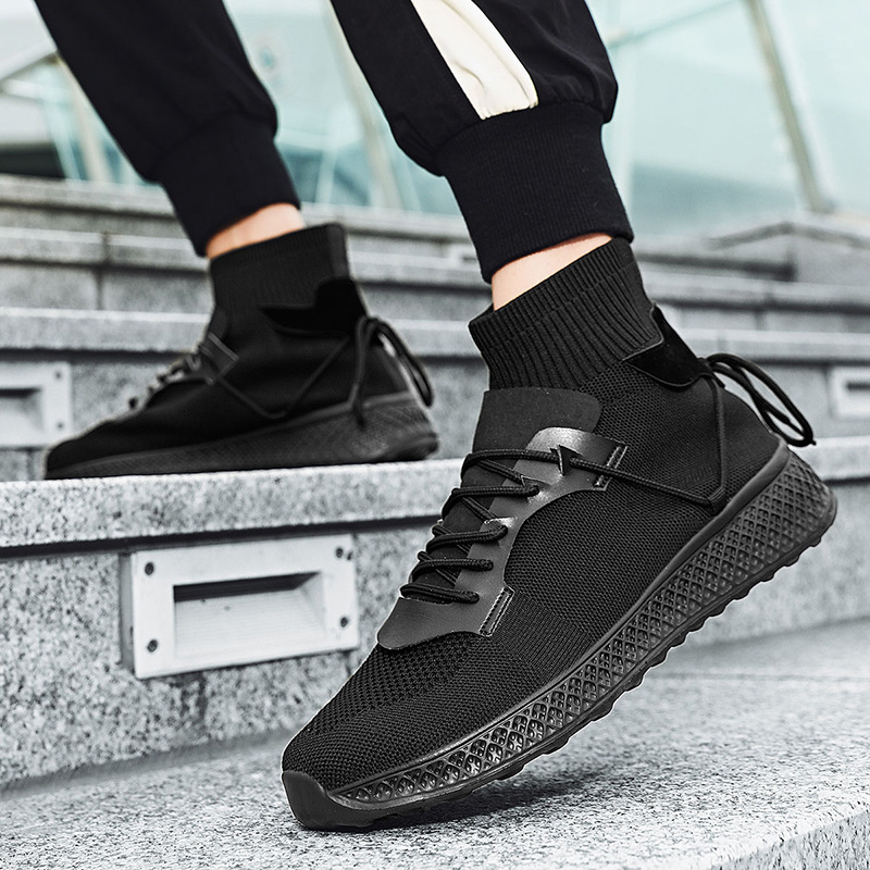2024 Summer High Top Socks with Flyknit Breathable Casual Student Trendy Shoes Men's Sports_voghion.com