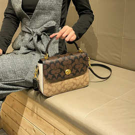 2025新款女包高级感轻奢邮差包时尚百搭手提包斜挎单肩老花小方包